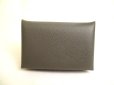 Photo2: HERMES Gray Evercolor Leather Card Case Card Holder Calvi #a249 (2)