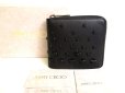 Photo1: Jimmy Choo Black Leather Bifold Wallet Compact Wallet LAWRENCE #a250 (1)