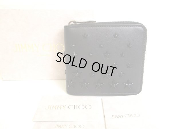 Photo1: Jimmy Choo Black Leather Bifold Wallet Compact Wallet LAWRENCE #a250