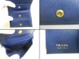 Photo9: PRADA Saffiano Blue Leather Bifold Wallet Compact Wallet #a251