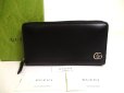 Photo1: GUCCI Marmont GG Black Leather Round Zip Long Wallet #a253 (1)