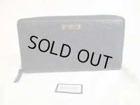 GUCCI Guccissima Black Leather Round Zip Long Wallet #a257