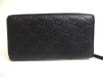 Photo2: GUCCI Guccissima Black Leather Round Zip Long Wallet #a257 (2)