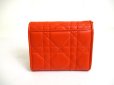 Photo2: Christian Dior Cannage Orange Leather Lady Dior Trifold Wallet #a258 (2)