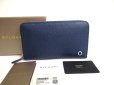 Photo1: BVLGARI BVLGARIBVLGARI Navy Blue Leather Round Zip Long Wallet #a260 (1)