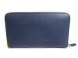 Photo2: BVLGARI BVLGARIBVLGARI Navy Blue Leather Round Zip Long Wallet #a260 (2)