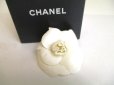 Photo1: CHANEL Camelia White Canvas Corsage Brooch #a261 (1)