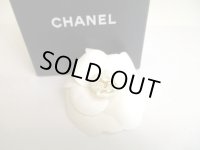 CHANEL Camelia White Canvas Corsage Brooch #a261