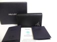 Photo1: PRADA Black Saffiano Leather Card Case Card Holder #a263 (1)