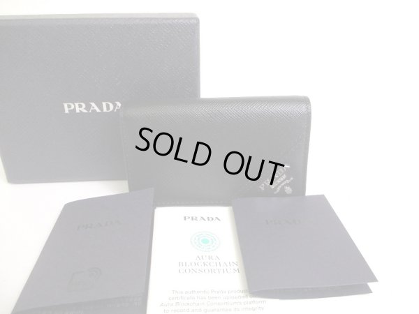 Photo1: PRADA Black Saffiano Leather Card Case Card Holder #a263