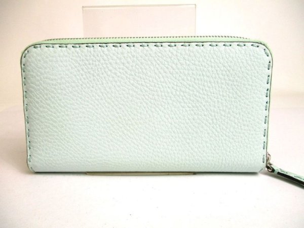 Photo2: FENDI Selleria Emerald green Leather Round Zip Wallet #a264