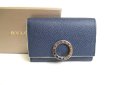 Photo1: BVLGARI BVLGARI Navy Blue Leather Coin Purse #a266 (1)