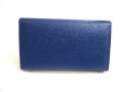 Photo2: PRADA Blue Saffiano Metal Leather 4 Pics Key Chain #a267 (2)