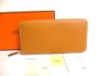 Photo1: HERMES Fauve Veau Epson SILK'IN LINE Round Zip Wallet Azap Long #a270 (1)