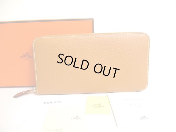 Photo1: HERMES Fauve Veau Epson SILK'IN LINE Round Zip Wallet Azap Long #a270