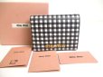 Photo1: miu miu Rose Leather Madras Bifold Wallet Compact Wallet #a273 (1)