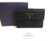 Photo1: PRADA Black Nylon Leather Bifold Wallet Purse #a275 (1)