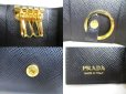 Photo9: PRADA Black Saffiano Shine Leather 4 Pics Key Chain #a276