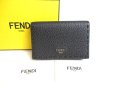 Photo1: FENDI Black Leather Silver H/W Credit Card Business Card Holder #a281 (1)