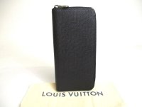 LOUIS VUITTON Taiga Black Leather Zippey Wallet Zippy Vertical #a285