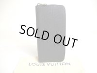 LOUIS VUITTON Taiga Black Leather Zippey Wallet Zippy Vertical #a285