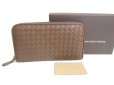 Photo1: BOTTEGA VENETA Intrecciato Brown Leather Round Zip Wallet Purse #a286 (1)