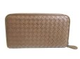 Photo2: BOTTEGA VENETA Intrecciato Brown Leather Round Zip Wallet Purse #a286 (2)