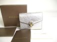 Photo1: BVLGARI Serpenti Forever Silver Leather Trifold Wallet Compact Wallet #a293 (1)