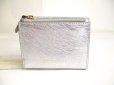 Photo2: BVLGARI Serpenti Forever Silver Leather Trifold Wallet Compact Wallet #a293 (2)