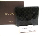 GUCCI Micro Guccissima Navy Blue Patent Leather Bifold Bill Wallet #a296