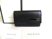 GUCCI Interlocking G Black Leather 6 Pics Key Cases #a300