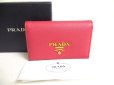 Photo1: PRADA Pink Saffiano Leather Card Case Card Holder #a302 (1)