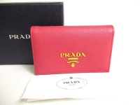 PRADA Pink Saffiano Leather Card Case Card Holder #a302