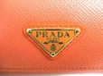 Photo10: PRADA Orange Saffiano Triangle Leather 4 Pics Key Chain #a303