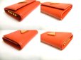 Photo7: PRADA Orange Saffiano Triangle Leather 4 Pics Key Chain #a303