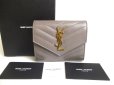 Photo1: Saint Laurent YSL Gray Leather CASSANDRE MATELASSE Trifold Wallet Compact Wallet #a304 (1)