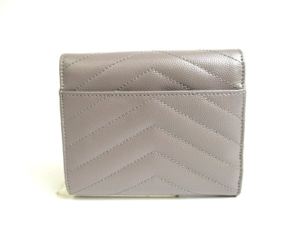 Photo2: Saint Laurent YSL Gray Leather CASSANDRE MATELASSE Trifold Wallet Compact Wallet #a304