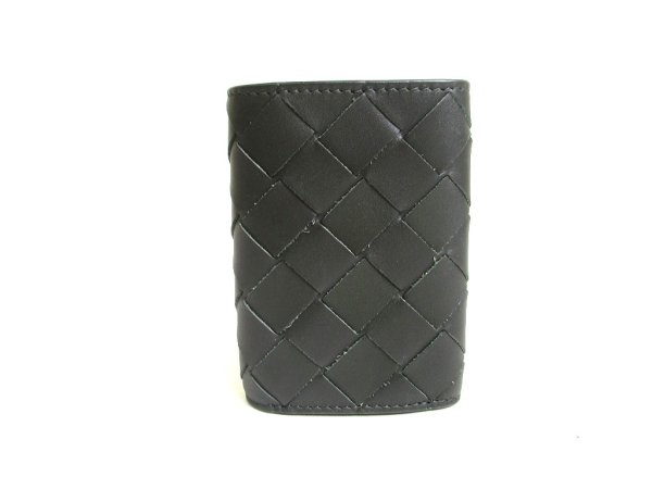 Photo2: BOTTEGA VENETA Intrecciato Black Leather Trifold Wallet Compact Wallet #a308