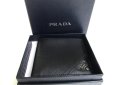 Photo12: PRADA Saffiano Metal Black Leather Bifold Wallet Compact Wallet #a312