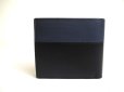 Photo2: LOEWE Black Deep Navy Blue Leather Bifold Wallet Compact Wallet #a313 (2)