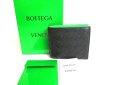 Photo1: BOTTEGA VENETA Intrecciato Black Green Leather Bifold Wallet Compact Wallet #a315 (1)