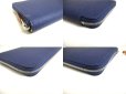 Photo7: HERMES Navy Blue Veau Epson SILK'IN LINE Round Zip Wallet Azap Long #a319