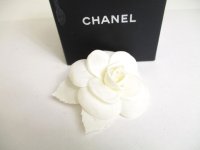 CHANEL Camelia White Canvas Corsage Brooch #a320