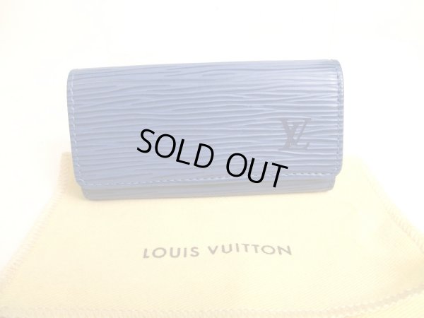 Photo1: LOUIS VUITTON Epi Blue Leather Gold H/W Multicles 4 Key Cases #a324