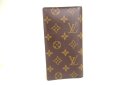 Photo2: LOUIS VUITTON Monogram Brown Leather Flap Checkbook Bill Wallet #a325 (2)