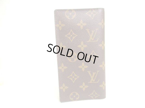 Photo2: LOUIS VUITTON Monogram Brown Leather Flap Checkbook Bill Wallet #a325