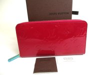 LOUIS VUITTON Vernis Magenta Patent Leather Round Zip Zippy Wallet #a326