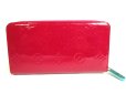 Photo2: LOUIS VUITTON Vernis Magenta Patent Leather Round Zip Zippy Wallet #a326 (2)