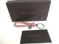 BOTTEGA BENETA Intrecciato Beige pink Leather Silver H/W Key Chain Key Holder #a328