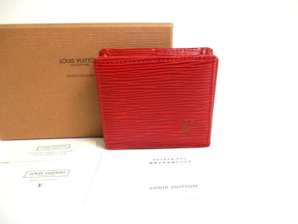 Photo1: LOUIS VUITTON Epi Red Leather Coin Purse Porto Monnaie Boite #a329